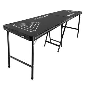 VEVOR 8 Foot Portable Beer Pong Table, Foldable 36 inch Heightened Table, Carrying Handles and 6 Pong Balls, Lightweight Tailgate Table for Offic