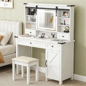 Dressing table, cushioned stool and storage drawer, cabinet, bedroom cabinet, storage cabinet, white