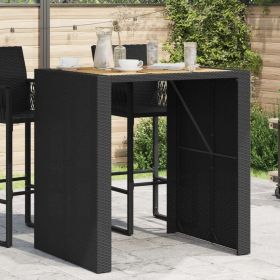 Garden Bar Table Black Poly Rattan Large UV-resistant materials