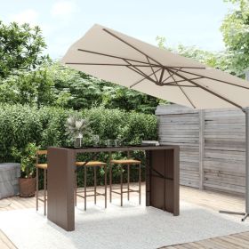 Bar Table With Glass Top Brown, Black (Color: Brown)